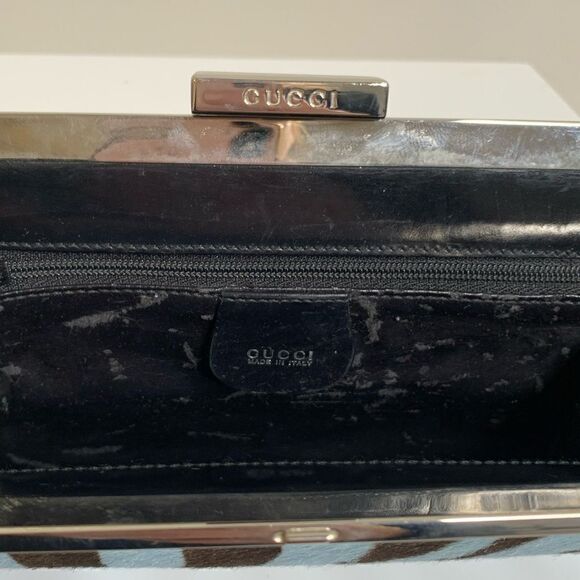 Gucci Pony Hair Clutch - Zebra - Brown and Blue - Picture 11 of 13